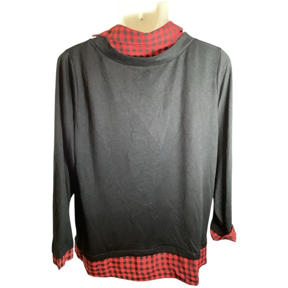 BloomChic Red and Black Checkered Blouse, Plus Size 22//24 (3X) - Picture 3 of 10